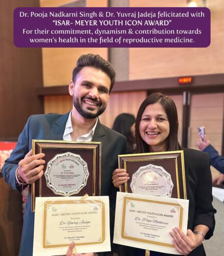DR.-Pooja-Nadkarni-Singh-Dr.-Yuvraj-Jadeja-got-award-ISAR-MEYER-YOUTH-ICON-Award