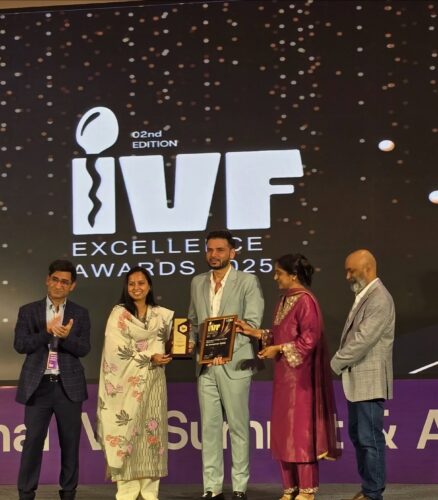 Award for ISAR MEYER YOUTH ICON AWARD Dr. Pooja Nadkarni Singh & Dr. Yuvraj Singh Jadeja facilitated for their commitment, dynamism, & contribution towards women's health in the field of reproductive medicine to yuvrah singh jadeja