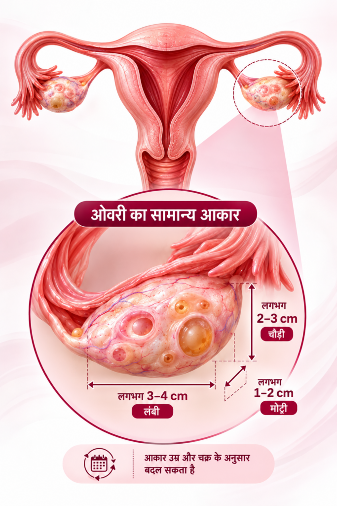 ओवरी का सामान्य आकार
